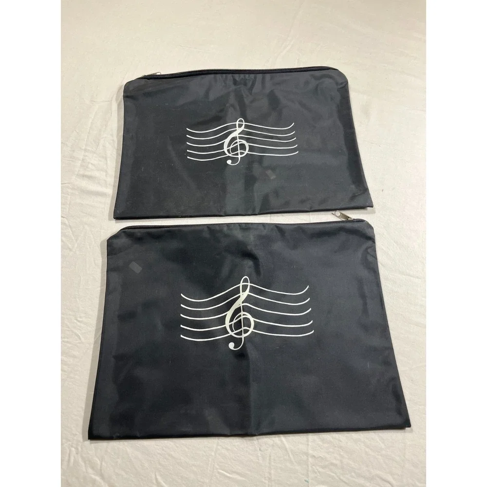 Lot Music Portfolio Bags Black G-Clef Sheet Music Case 16x11.5 Zip Closure